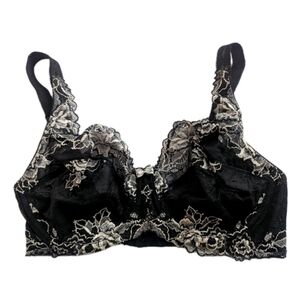 Paramour by Felina Madison Lace Bra Semi Sheer Womens size 34DDD BLACK 115946